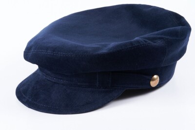Sterkowski Lennon Corduroy Breton Cap - Brass Buttons, Navy Blue, Cotton