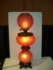 FENTON L G WRIGHT DAISY AND FERN CRANBERRY LAMP EXTREMELY RARE, GWTW, 3 levels