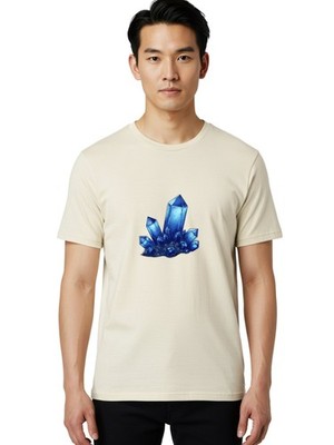Blue-Crystal-Cluster-1 Mens Graphic Tee, 100% Cotton, Casual Summer Wear