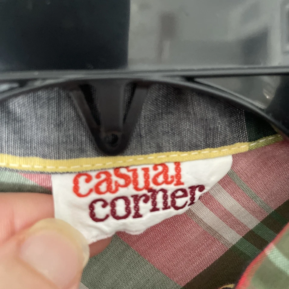 Blusa Top Mujer Esquina Informal Rojo Cuadros Mediana Algodón De Colección Años 60 Manga Larga Foto 2 de 4