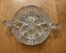EAP Imperial Glass Nucut Pressed Glass Dual Handle Candy Nut Dish
