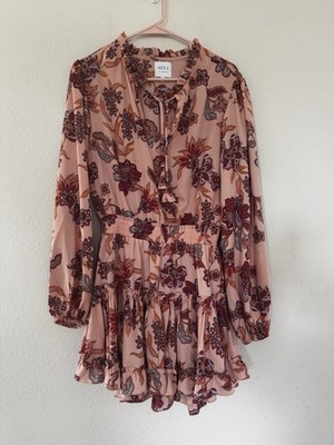 MISA Los Angeles Lorena Mini Dress Small Coquette Floral Whimsical Boho Peasant