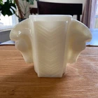 Vintage Art Deco MacBeth-Evans Uranium Milk Glass Shaving Mug Double Horse Head