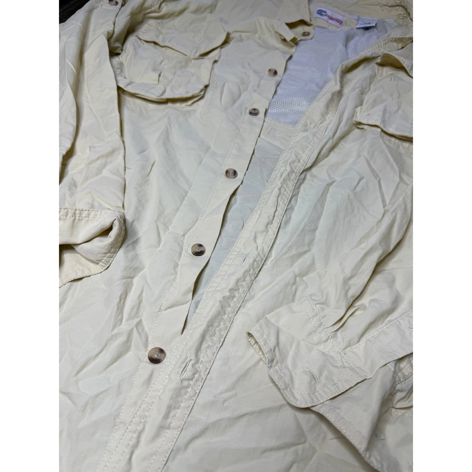 Camisa de pesca All-American Fisherman L/G beige con botones campamento al aire libre Foto 2 de 3