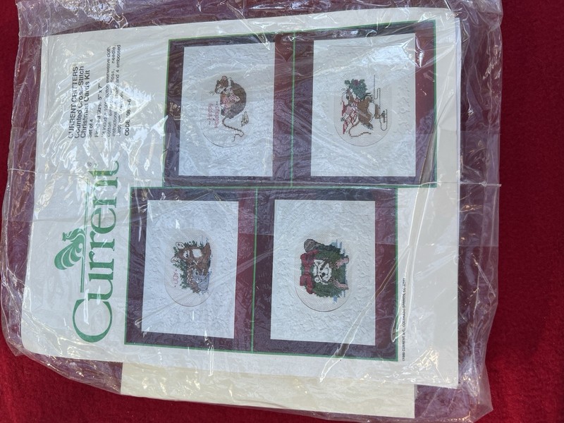 Current Critters Counted Cross stitch Kit. Set Of 4 Christmas Cards NIP