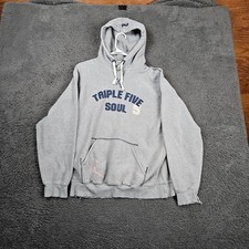 Triple Five Soul Gray Hoodie Pullover Spell Out Logo Casual Size L