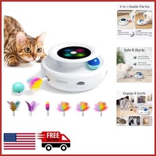 Interactive Cat Toy with Timer & Feathers for Indoor Cats Entertainment