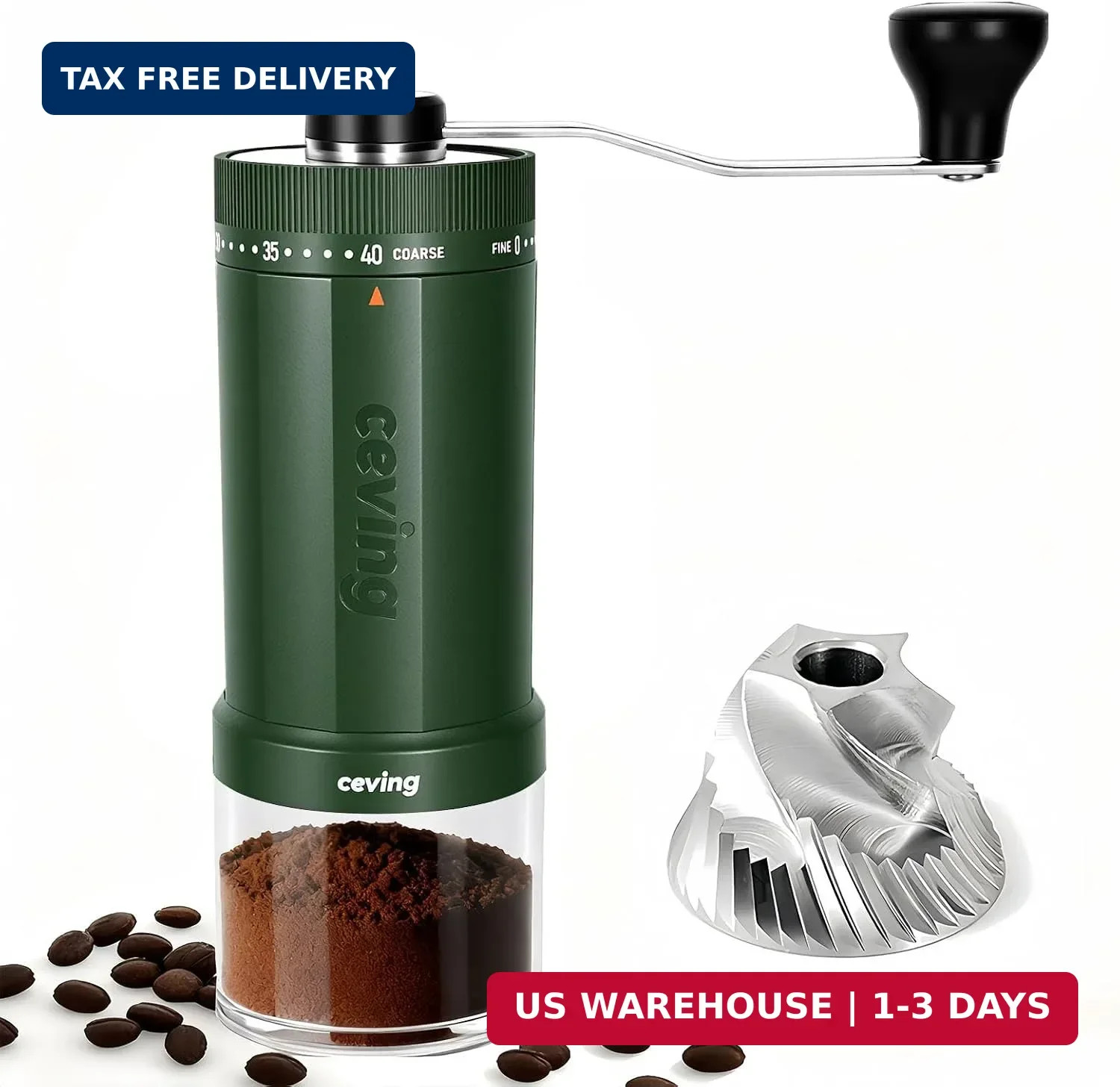 World's First 60g Large Capacity Manual Coffee Grinder, Green