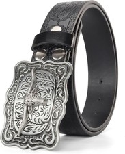 Western Cowboy Belts for Men Women - 34-38 waist, Brown With Pin Buckle