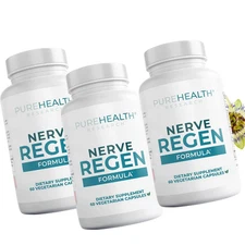 PUREHEALTH RESEARCH Nerve Regen Formula,Alpha Lipoic Acid (ALA), Acetyl-L, 3 pcs