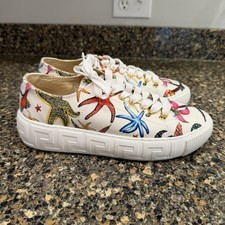 Versace Multicolor Canvas Starfish Print Low Top Sneakers Size 38