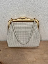 Vintage OROTON White / gold top handle glomesh bag - c1970s Rare
