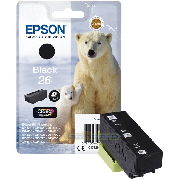Original Patrone Epson T2601 Schwarz FüR Expression Premium Xp 700 710 720-image