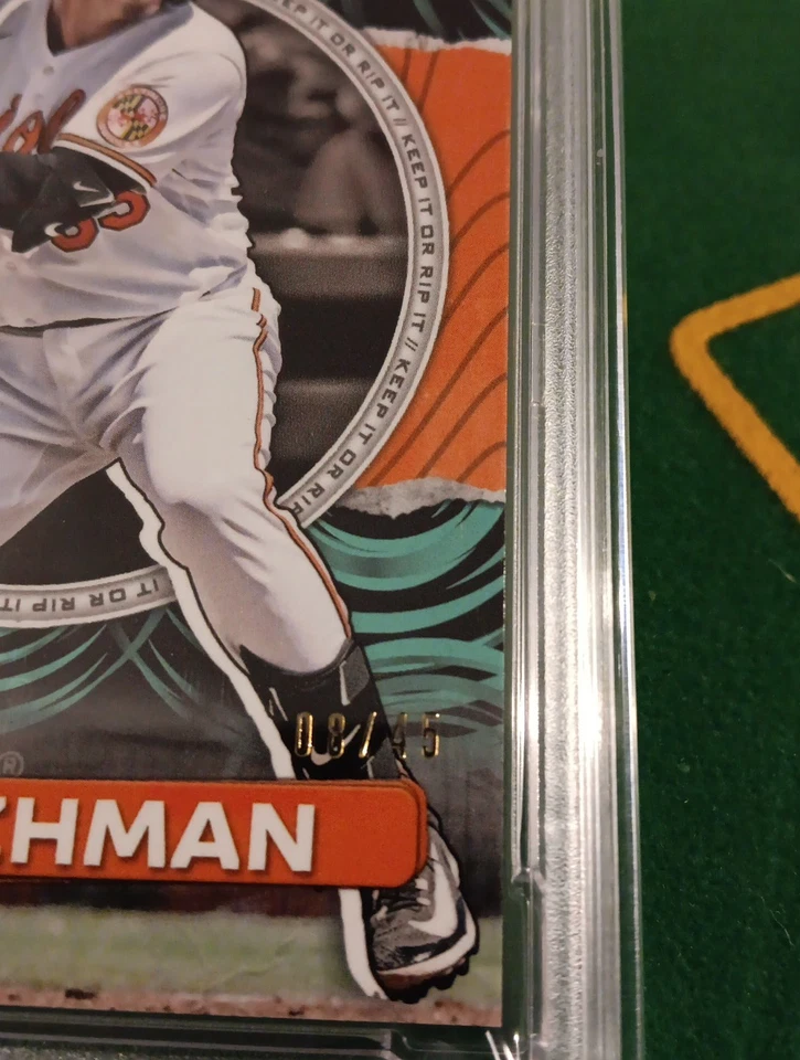 2023 Topps Rip Adley Rutschman Card RC Aqua Black Ripples 08/45 PSA 9 - Image 2 of 3