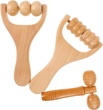 Wooden Massage Roller Tool 3-Piece Set Deep Tissue Massager for Legs Feet Arms N