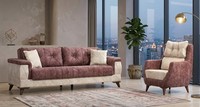 Sofa Set 1X 3-Sitzer Sofa 1X Sessel Chesterfield Rot Beigе Stilvoll