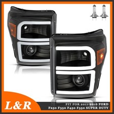 Led Drl Tube Black Projector Headlights For 2011-2016 Ford F250 F350 Superduty