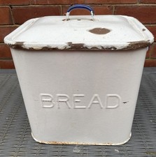 Enamel Bread Bin - Metal - Vintage - Antique 