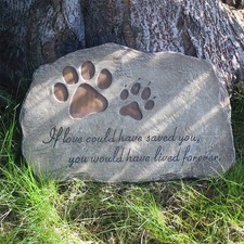 jinhuoba Paw Prints Dog Pet Memorial Stones, Pet Garden Stone Grave Marker fo...