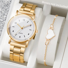 2/4PCS Fashion Arabic Dial Women Watches Simple Quaretz Wristwatch with Bracelet