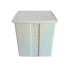 Vtg Fesco 8908 70s Clothes Hamper Trash  Daisies W Lid MCM