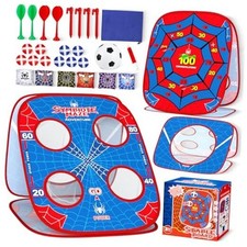 Spider Bean Bag Toss Game for Kids 4-8, Cornhole Board Outdoor Blue and Red