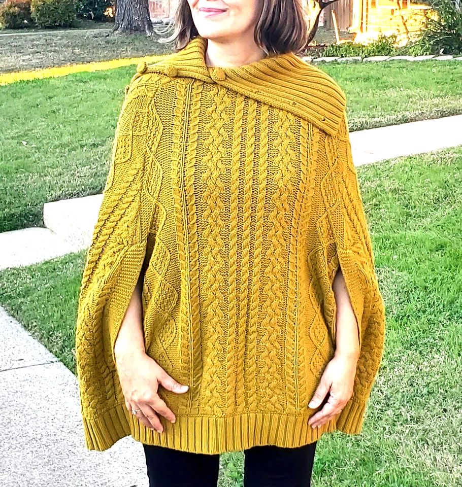 ANTROPOLOGIE Fiets Voor Cabled Cocoon Suéter Pescador Poncho Talla S/M Lana Foto 2 de 4