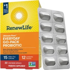 Renew Life Everyday Probiotic Capsules, 15 billion, 30 Ct, Go Pack