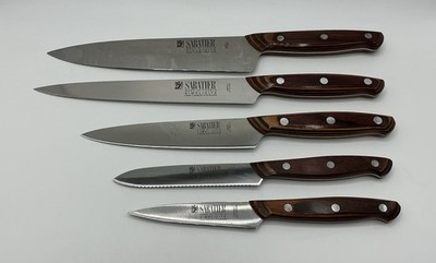 5 Sabatier Simplicite Made in France Knives Wood Riveted Handles Knife Set