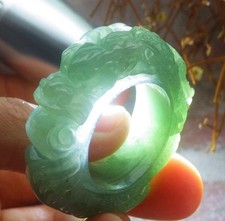 Video Certified Green Natural A JADE Jadeite Dragon RING USA. 13.25      725684