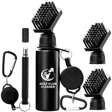 Golf Club Brush Cleaner with Golf Groove Sharpener Tool, 3 Brush Heads, 2 Ret...