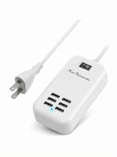 6 Port USB Charger Hub Desktop US Plug AC Power Travel Charging Station 5ft Cord
