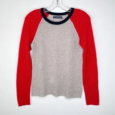 VELVET by Graham Spencer Gray Orange 100% Cashmere Plush Soft Lux Sweater MEDIUM