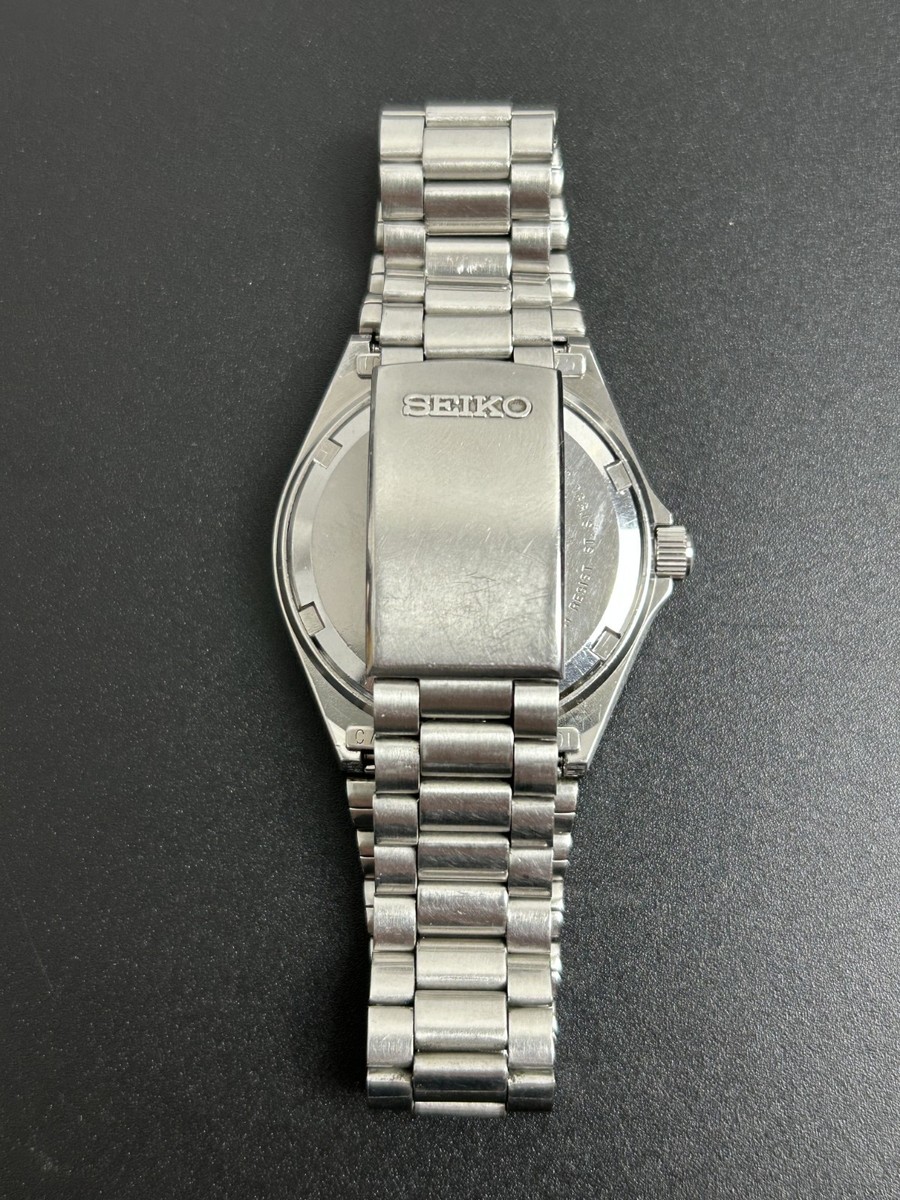 SEIKO WATCH SILVER WAVE 8229-8000 QUARTZ DAY DATE KANJI