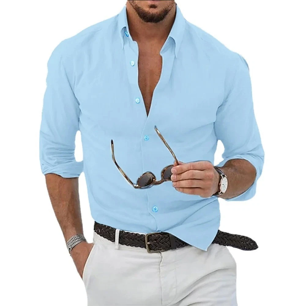 Cotton Linen Shirts Mens Tops Casual Loose Solid Color Long Sleeves High Quality
Opens in a new wind