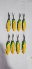 Vintage 50's 60's Corn On The Cob Holders Set of 8 Ceramic 4 Inch Made In Japan 