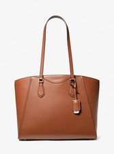 Large Leather Tote Bag Structured Zip Work Travel Everyday Carry T02