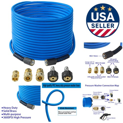 #ad Multi Purpose 50 FT Kink Resistant Pressure Washer Hose with M22 Compatibility $126.99