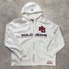 Vintage Polo Jeans Hoodie Size Medium Fits Large Ralph Lauren RL 67 Full Zip
