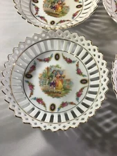 vintage porcelian reticulated bowls set of 4 courting couple