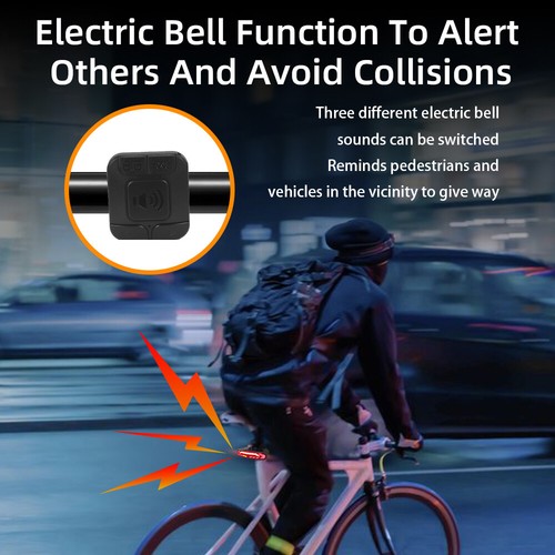 LED USB Rechargeable Bike Tail Light Set Remote Turn Signals Brake Bicycle Alarm - Picture 4 of 23