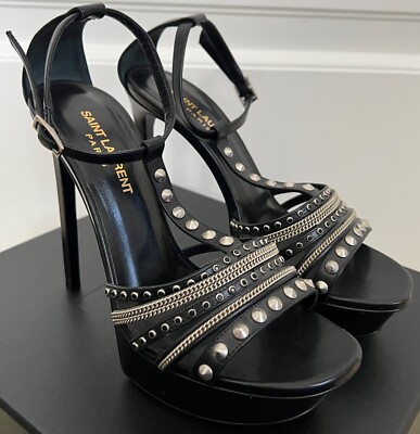 Saint Laurent YSL Alice Tribute Chain Studded Platform 