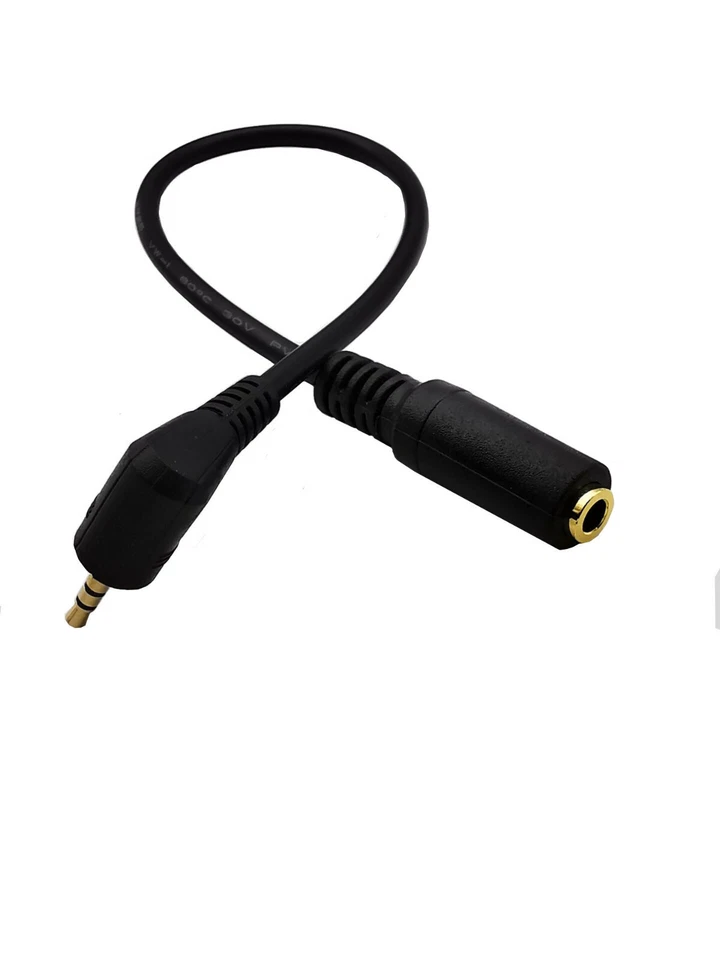 AUX 2.5mm Male to 3.5mm Female Audio Cable Headphone Adapter Socket AV Mic 20cm - Image 3 of 3
