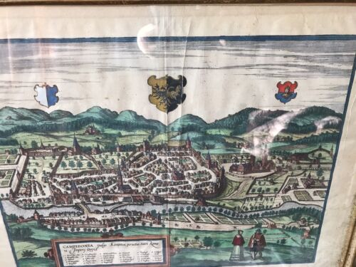 seltene alte Karte von Kempten ca 1572 - 1619 Braun & Hogenberg handkoloriert - Bild 1 von 8