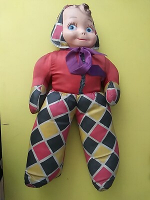 Vintage Plastic Face Stuffed Cloth Doll 24  Long