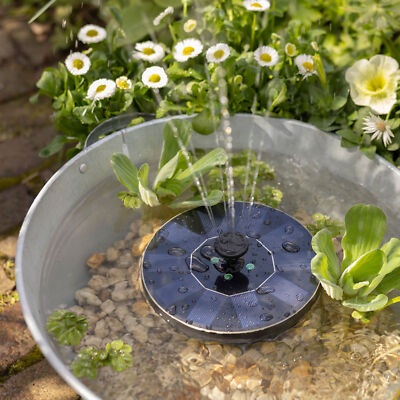 LED Solar Springbrunnen 16x3cm Kunststoff Spritzbrunnen Wasserspiel Outdoor