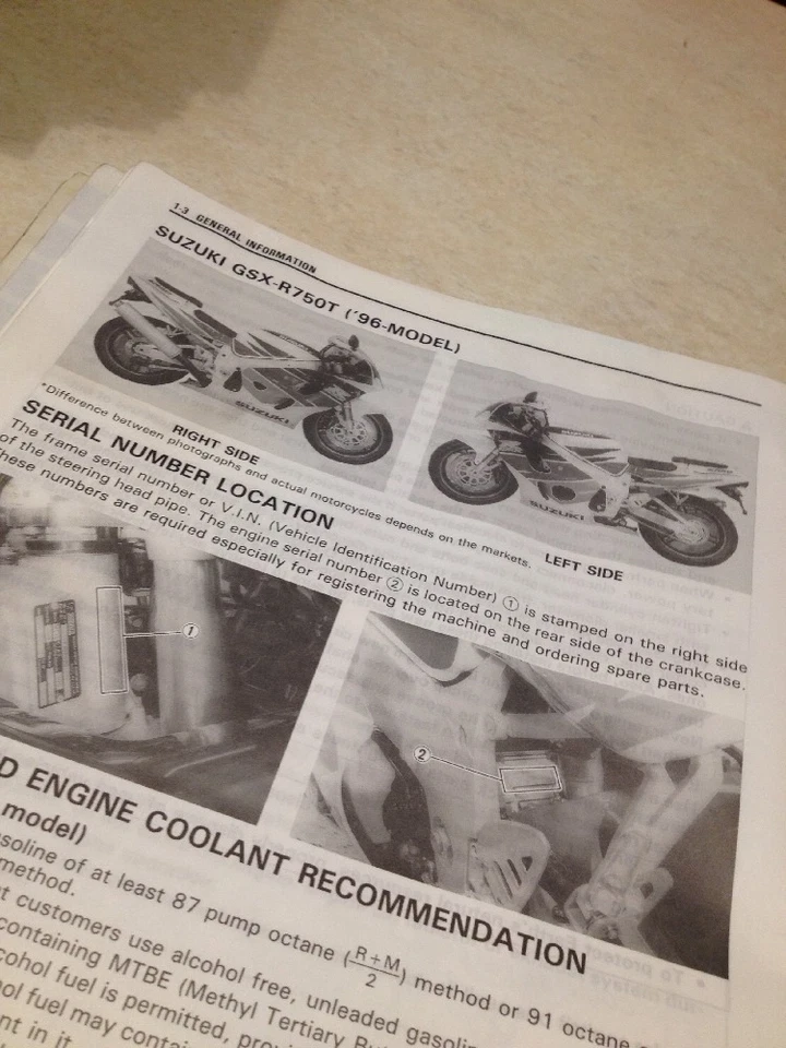 Suzuki Gsx-R 750 T 96 GSXR750 Gsxr Manual Taller Revisión Técnica de - Imagen 3 de 4