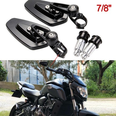 Motorcycle Black 7/8'' Handle Bar End Side Mirrors For Yamaha FZ-09 FZ-07 FZ6N US