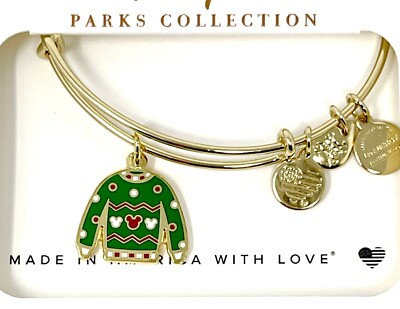 Disney Parks 2019 Alex and Ani Christmas Icon Ugly Sweater Bangle Bracelet NEW