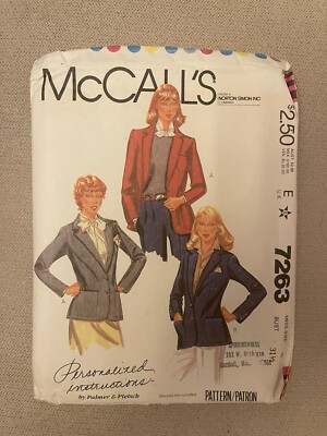 McCalls 7263 Pattern Jacket Misses Size 8 Precut Vintage 1980